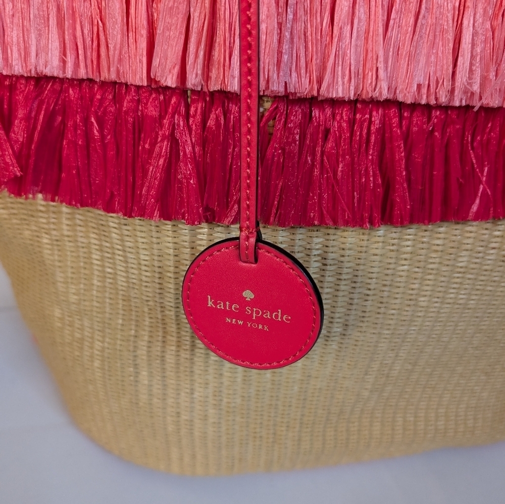 Kate Spade New York Anabette Woven Straw And Colorful Fringe Tote Bag - Picture 5 of 8